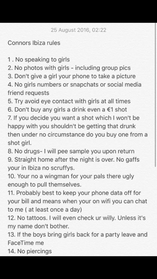 Twenty not so simple rules . . . Jane Park set out an ultimatum for her fella