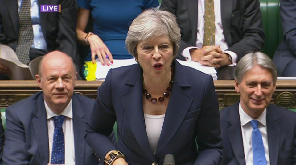  Ms May was greeted with cheers when she told the house of the reversal