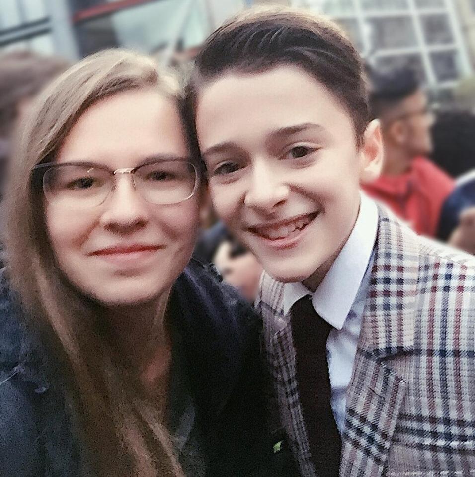 Stranger Things actor Noah Schnapp smiles for the camera with Sarah