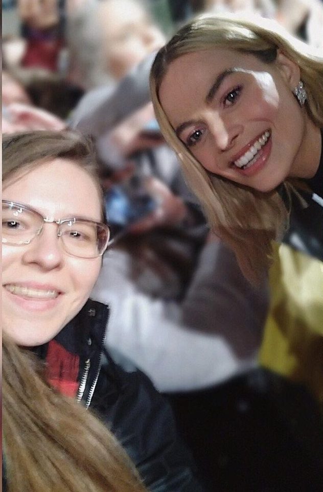 Sarah Winterman, posing with A-lister Margot Robbie, has been dubbed the 'World's biggest fan' following her snaps with celebrities 