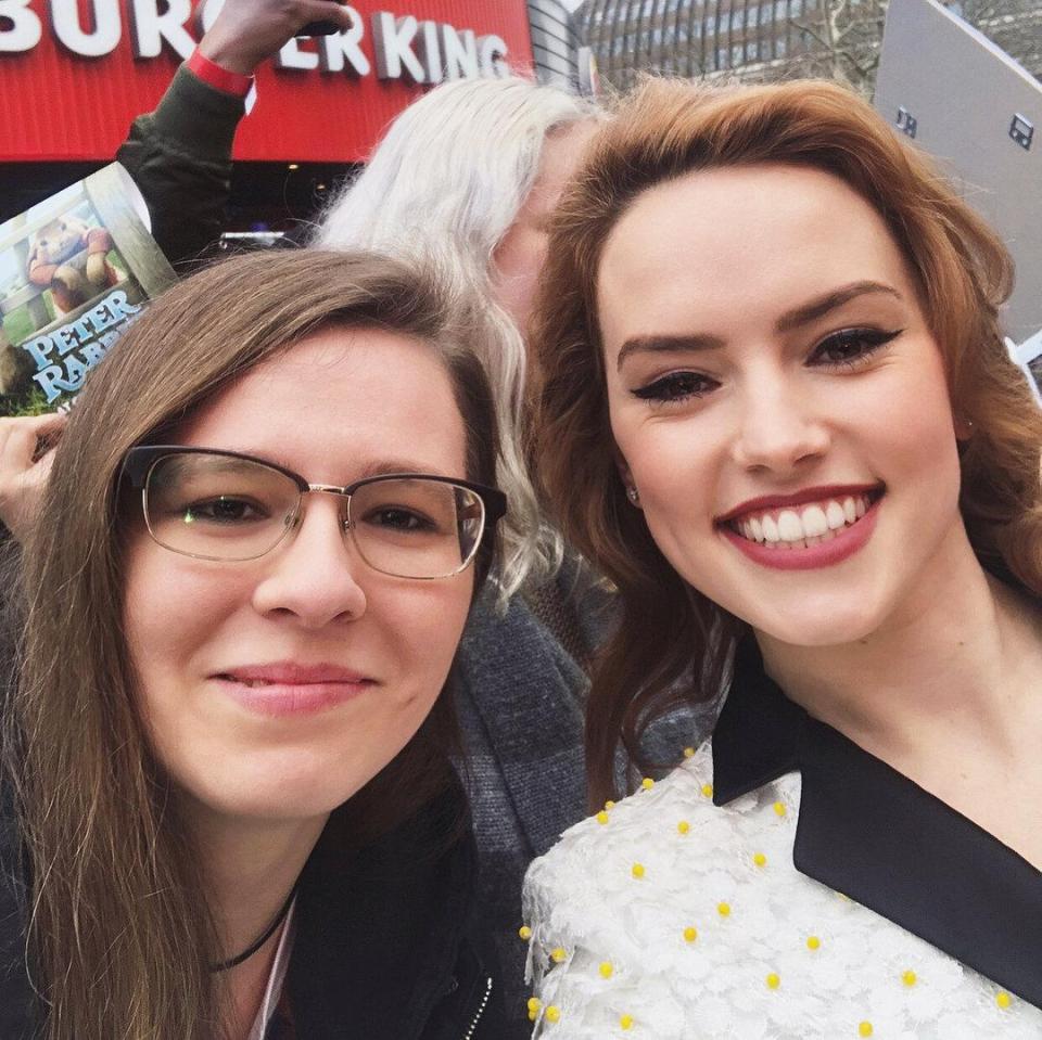 Posing again with Stars Wars: The Last Jedi actress Daisy Ridley