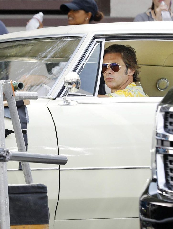 Earlier that day, co-star Brad Pitt was seen filming scenes in a retro black and white car