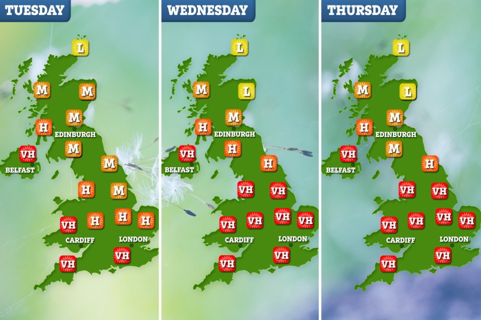  Pollen levels are set to soar over the next few days