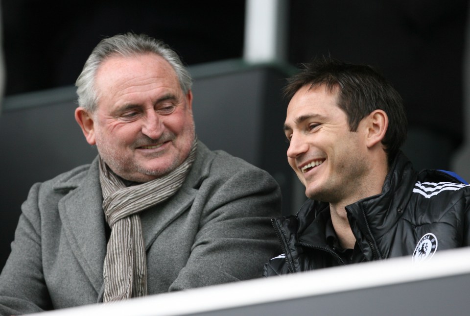 Frank talking ... the footballer shares a laugh with his dad Frank senior