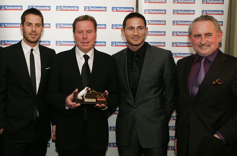 Frank Lampard with cousin Jamie Redknapp, uncle Harry Redknapp and father Frank Snr