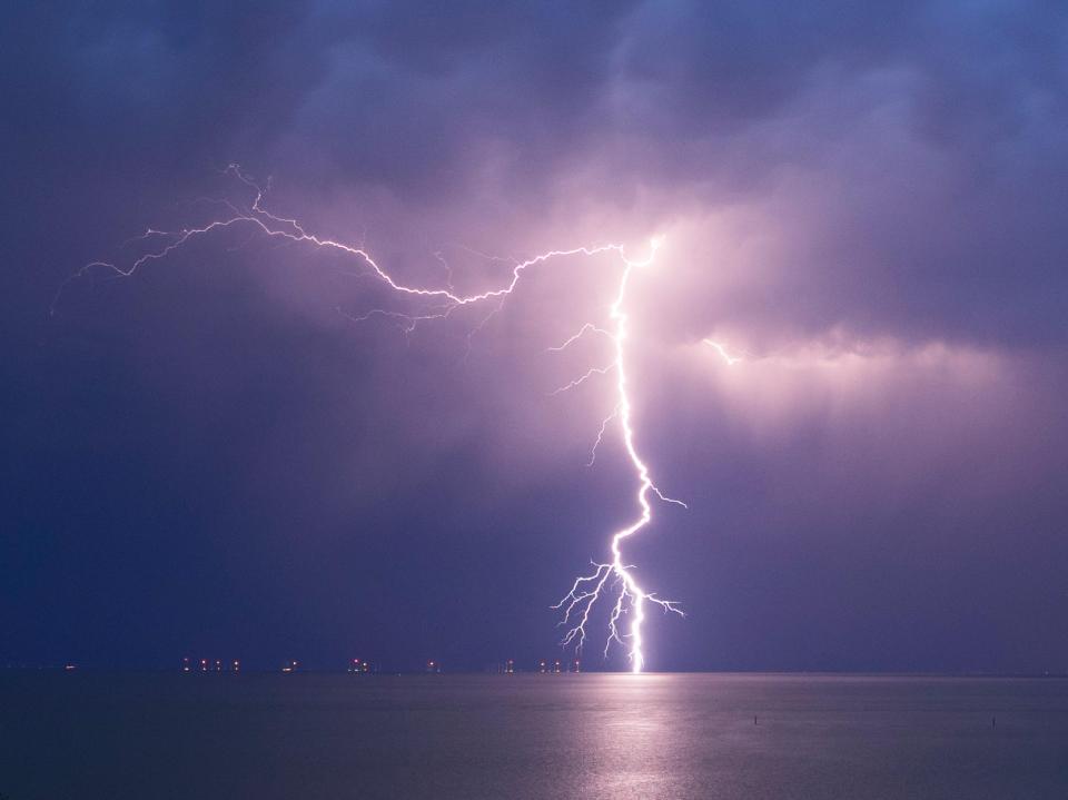  Thunder and lightning battered the UK overnight, pictured here the storm in Minster on Sea in Kent