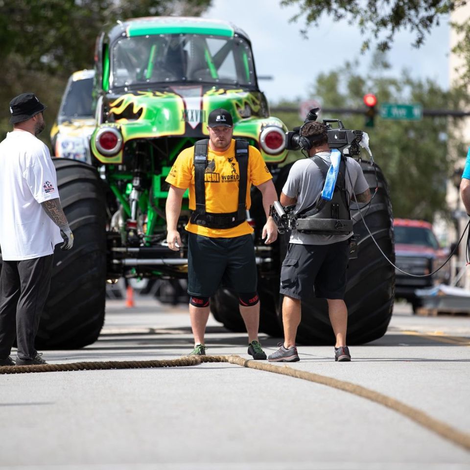  Adam Bishop tows a monster truck for World's Strongest Man