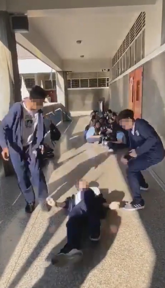  The middle player crashes to the ground