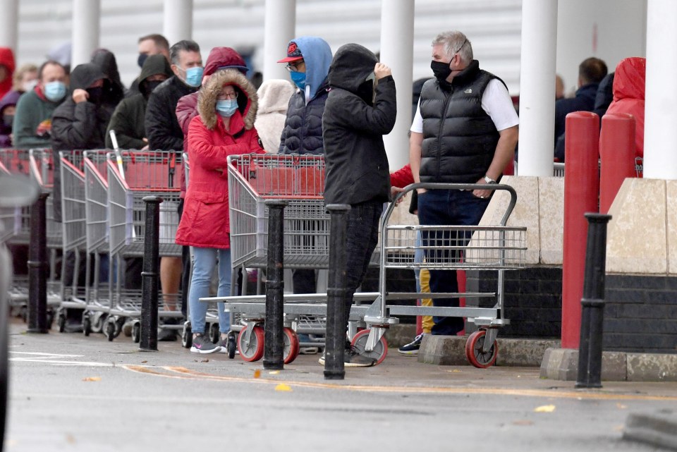 The scenes outside Costco resembled long supermarket queues in the first lockdown in March