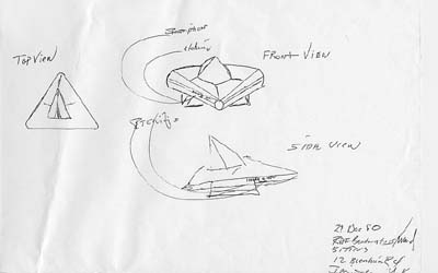Jim drew the 'alien craft' in his notebook