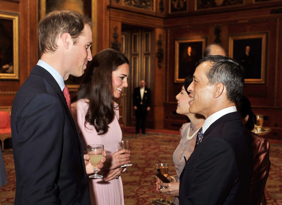 Srirasmi Suwadee even accompanied the king to meet the Duke and Duchess of Cambridge in 2012