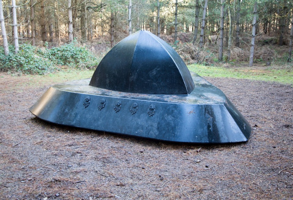 UFO sculpture at Rendlesham Forest trail