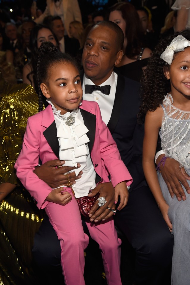 Blue with dad Jay Z at the 2017 Grammy Awards