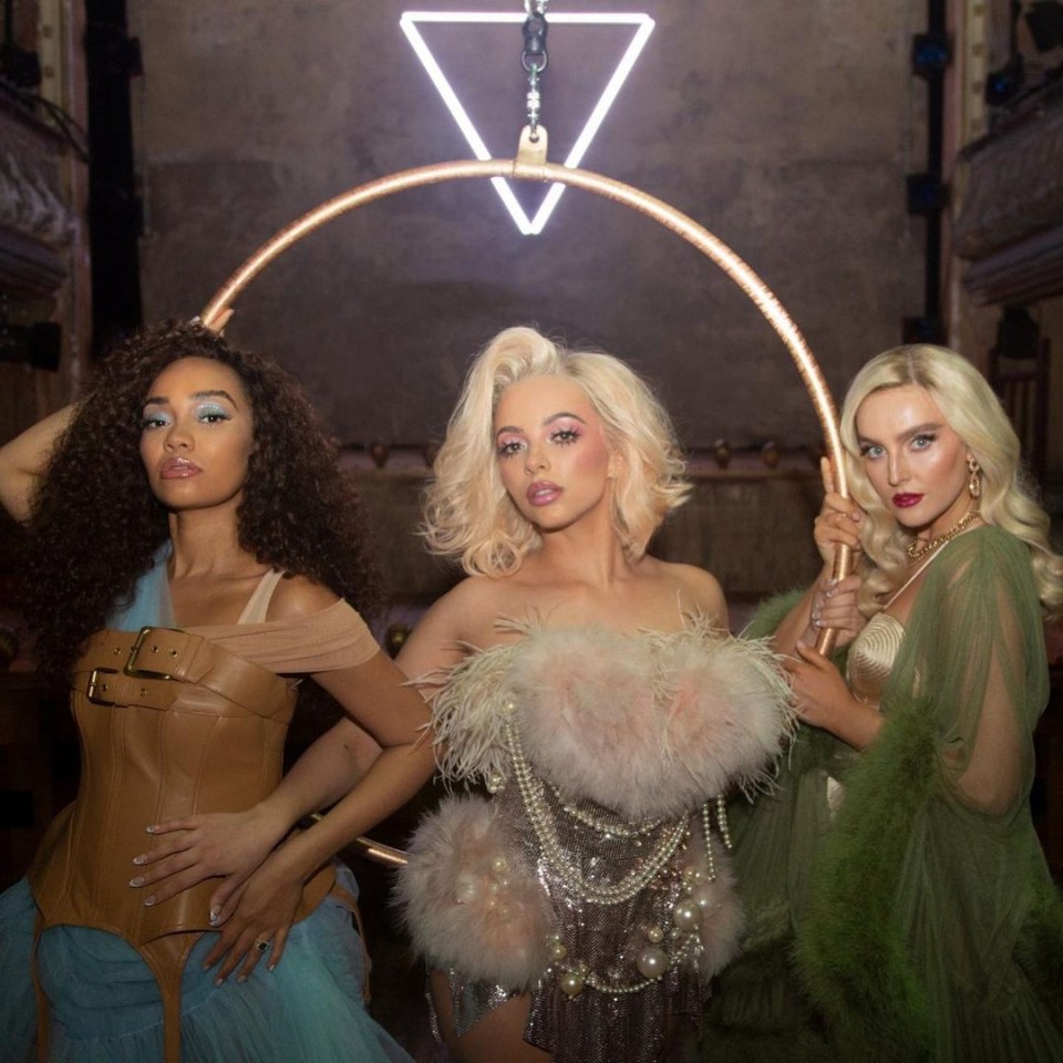 Little Mix's Leigh-Anne Pinnock (L) and Perrie Edwards (R) showed off their baby bumps in a new group snap