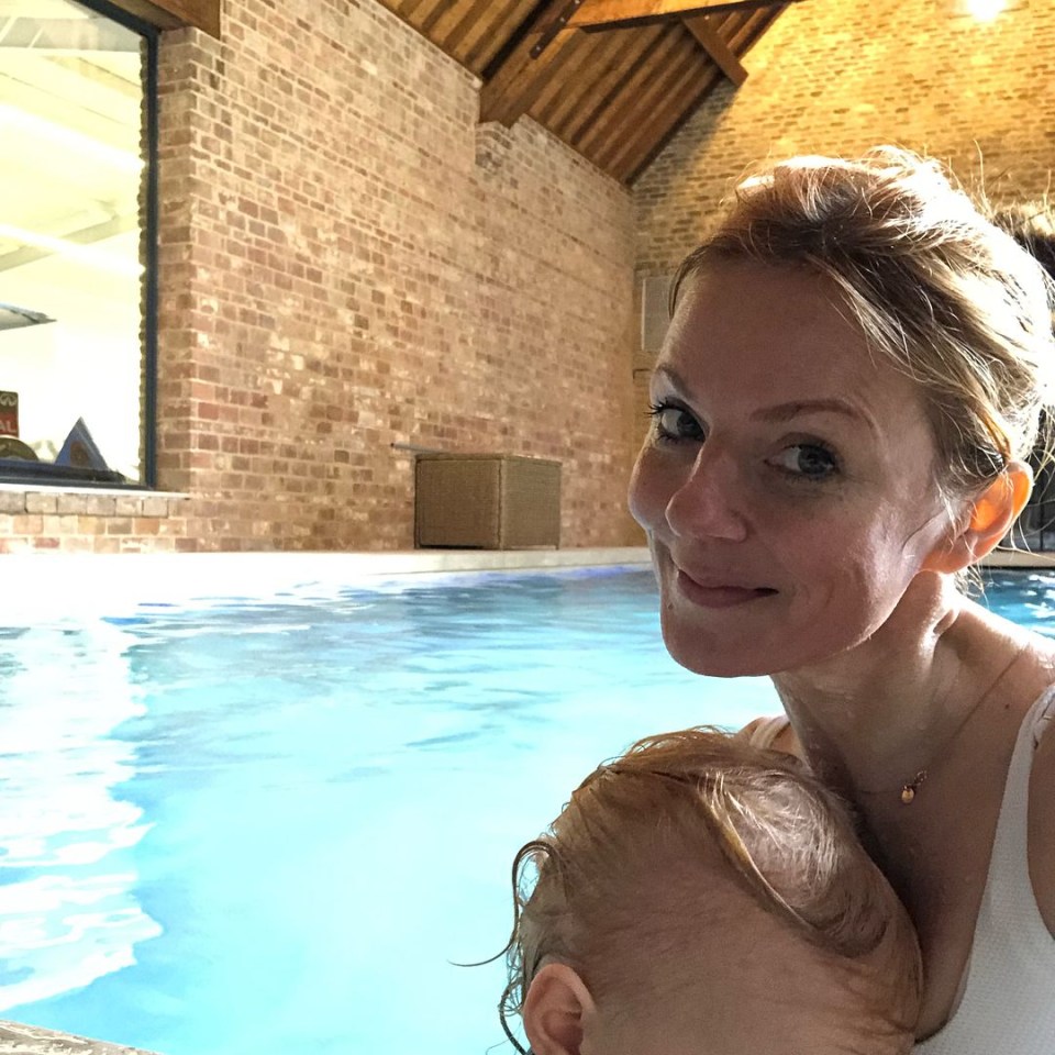Geri shows off the home's swimming pool