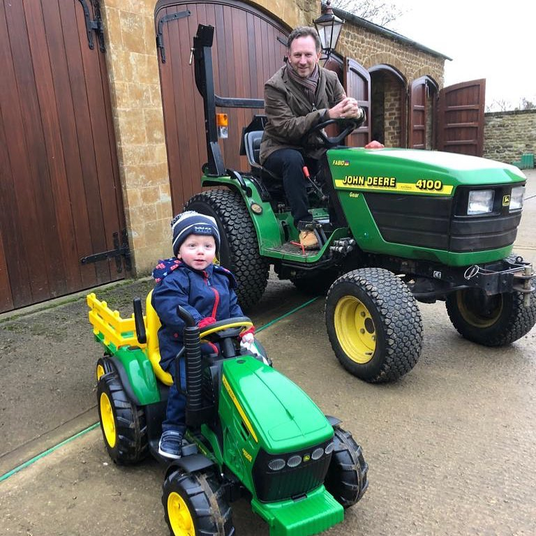 Son Montague and dad have matching John Deere tractors