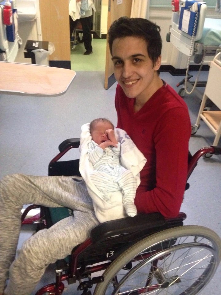 Matt while in hospital after his suicide attempt, pictured with his nephew