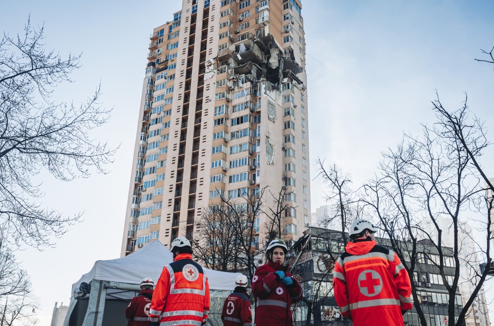 A civilian building in Ukraine was hit by a shell