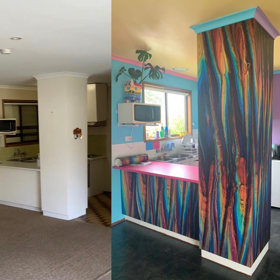 He improved his drab kitchen with plenty of colour