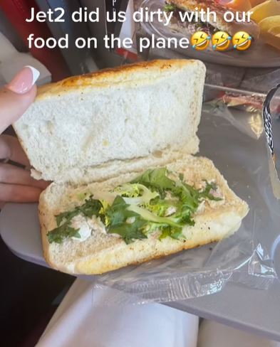 Her sandwich was sparse of fillings, and said she was "done dirty"