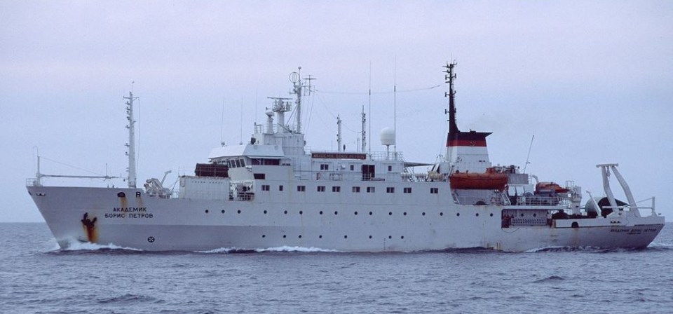 The Russian spy ship Akademik Boris Petrov has previously been seen near undersea internet cables