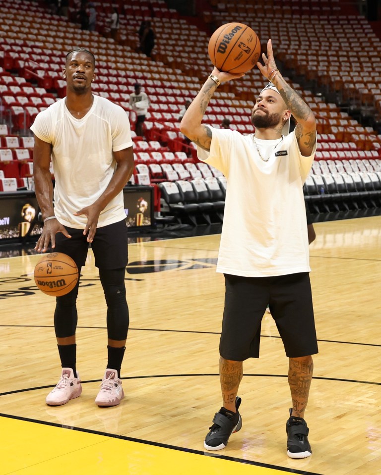 The Brazilian got some shots up with Butler pre-game