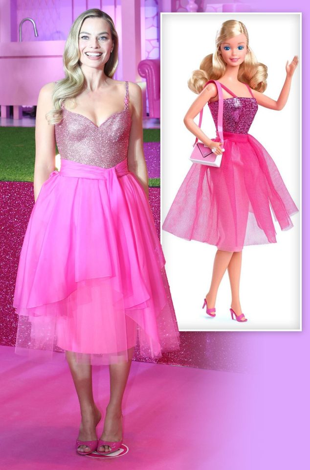 Wearing a Versace frock with tulle skirt, Margot is every inch the image of you know who