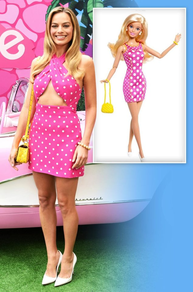 The cutout detail in Margot’s dress, around the stomach, gives a modern update