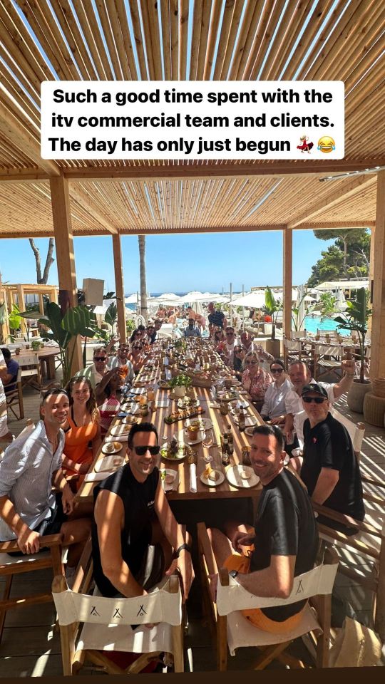 Sam shared a lunchtime selfie with the ITV commercial team and their clients