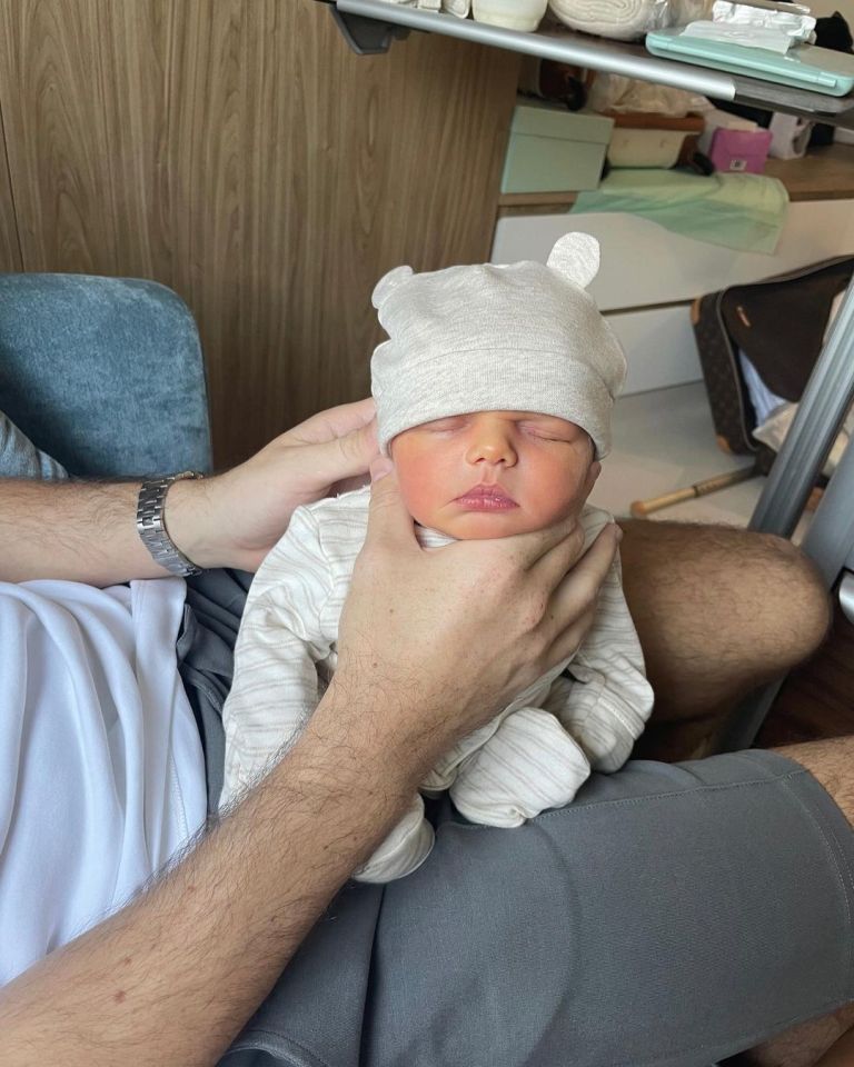 Hayley Hughes has shared a picture of her newborn son