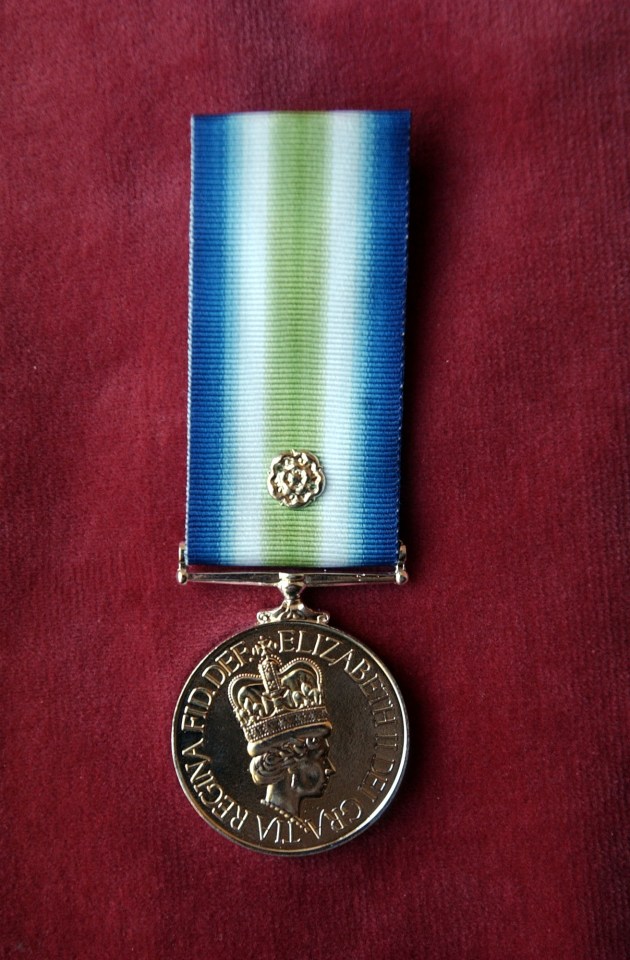 His South Atlantic Medal and rosette was awarded to anyone who served at least one day in the Falklands combat zone
