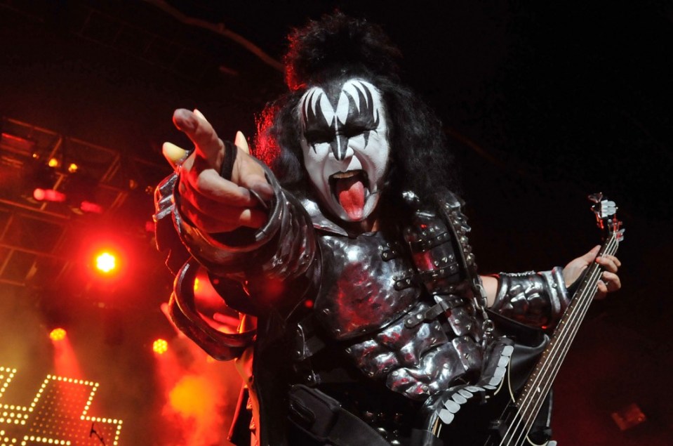 LONDON, ENGLAND - JULY 04: Gene Simmons of US rock group Kiss performs live on stage, for a one-off Independence Day show as a fundraiser for the Help for Heroes charity, at The Kentish Town Forum on July 4, 2012 in London, England. (Photo by Jim Dyson/Getty Images)