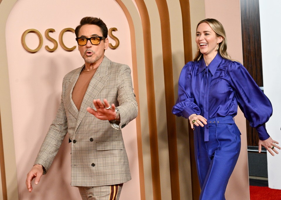 Emily Blunt was up for Best Supporting Actress, pictured with Oppenheimer co-star Robert Downey Jr