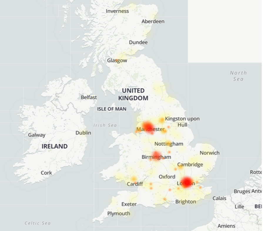 Sky heat outage map