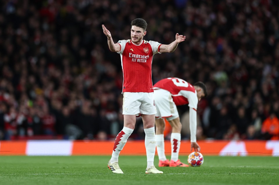 However, Declan Rice struggled in midfield at the Emirates Stadium