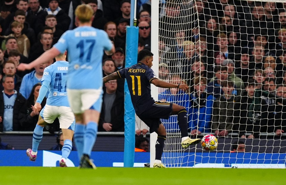Rodrygo put Real ahead at the Etihad