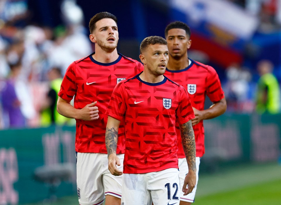 Declan Rice and Kieran Trippier missed training