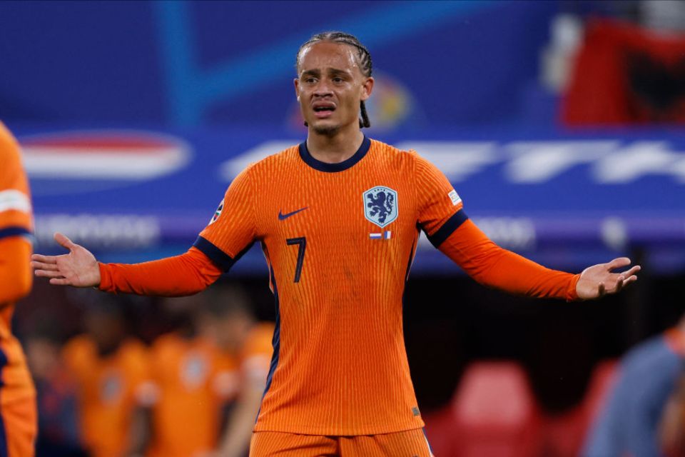 LEIPZIG, GERMANY - JUNE 21: Xavi Simons of Netherlands reacts as his goal is disallowed during the UEFA EURO 2024 group stage match between Netherlands and France at Football Stadium Leipzig on June 21, 2024 in Leipzig, Germany. (Photo by Richard Sellers/Sportsphoto/Allstar via Getty Images)