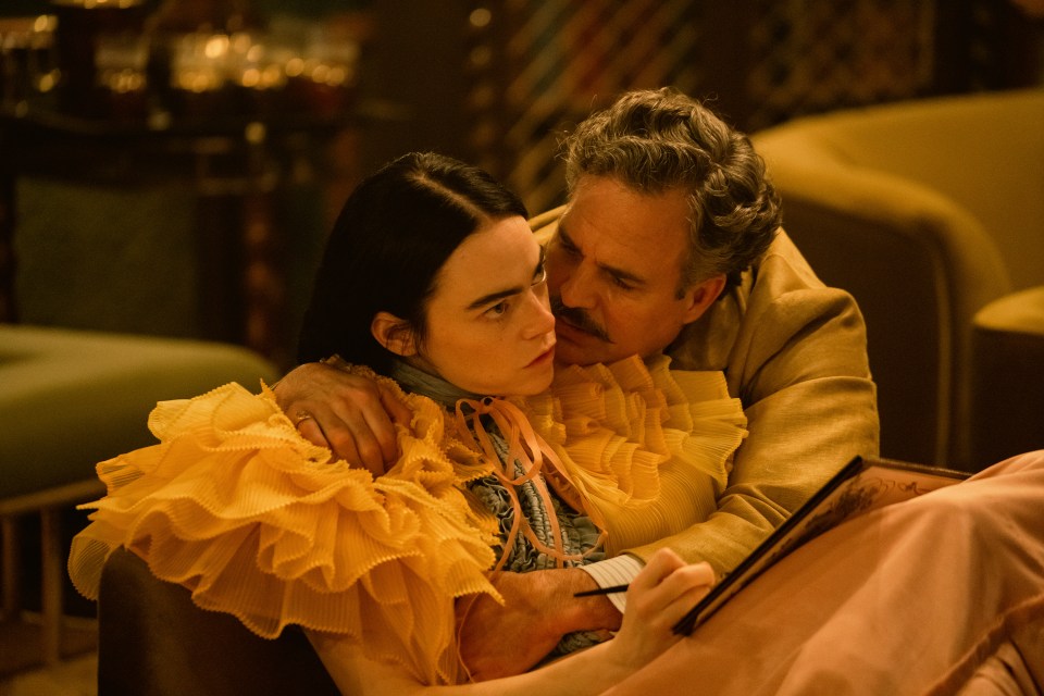 Emma Stone and Mark Ruffalo in a scene from "Poor Things."