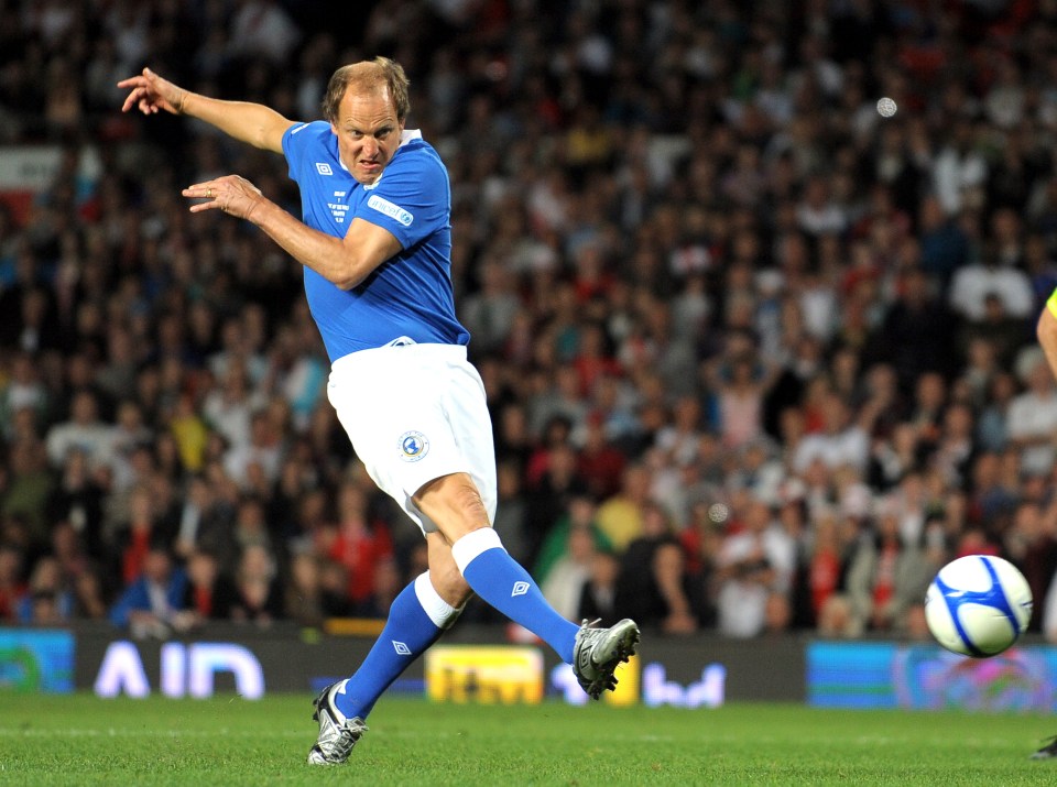 Actor Woody Harrelson in 2010 taking the winning penalty