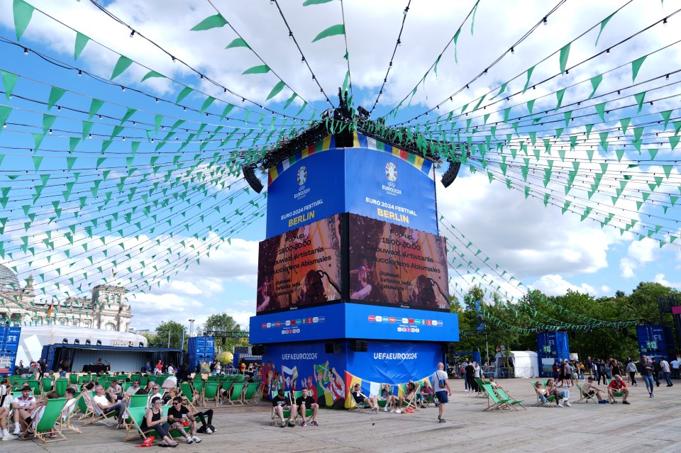 a large screen says euro 2020 festival berlin on it