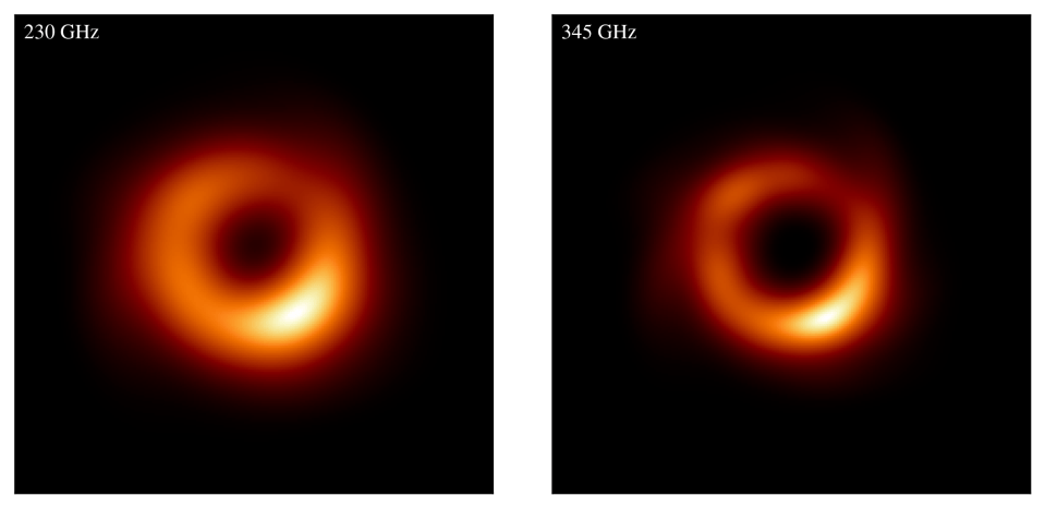 two images of a black hole at 230 and 345 ghz