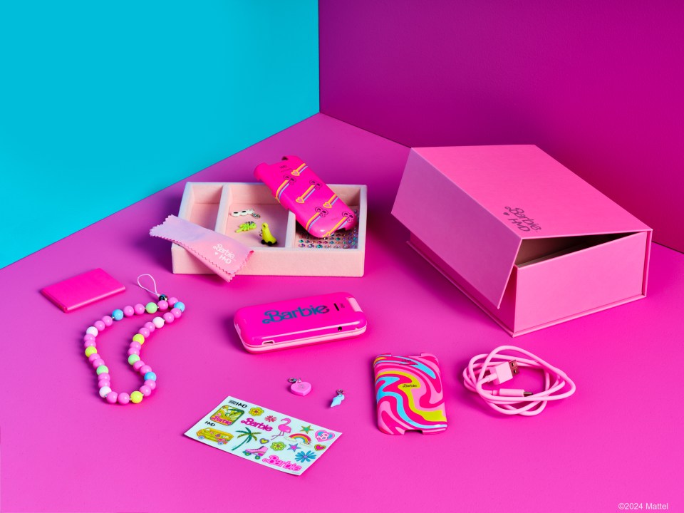 a pink box with the word barbie on it