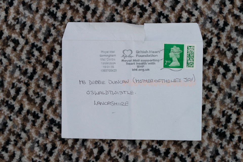 an envelope from the british heart foundation is addressed to ms debbie duncan