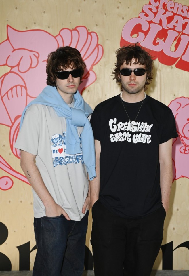 LONDON, ENGLAND - JUNE 09: Gene Gallagher and Lennon Gallagher attend the Farfetch Beat 009: Browns x Crenshaw Skate Club Launch during London Fashion Week June 2023 on June 09, 2023 in London, England. (Photo by Kate Green/BFC/Getty Images)