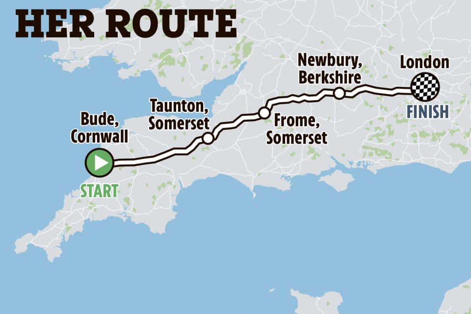 a map showing the route of the her route