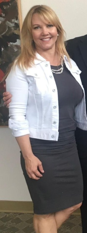 a before and after photo of a woman in a green dress