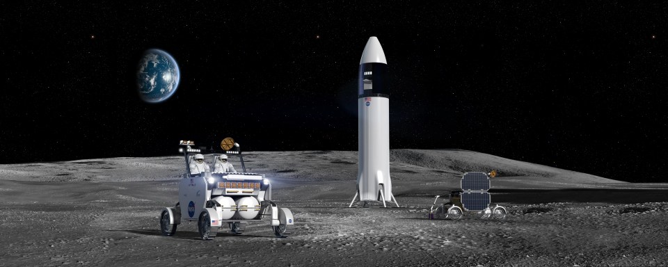 an artist 's impression of a rocket on the moon
