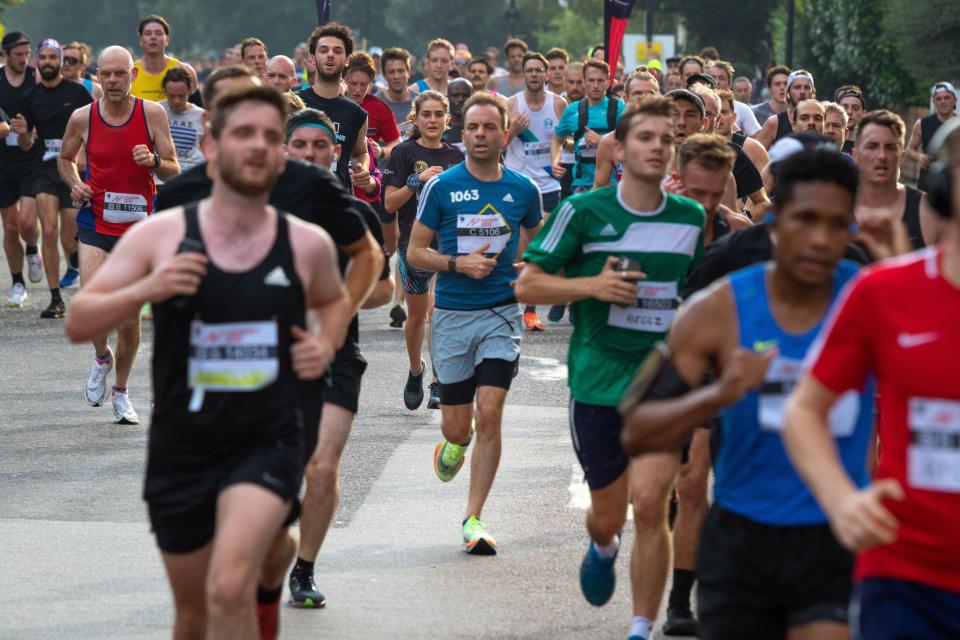 Runners participating in a half marathon.