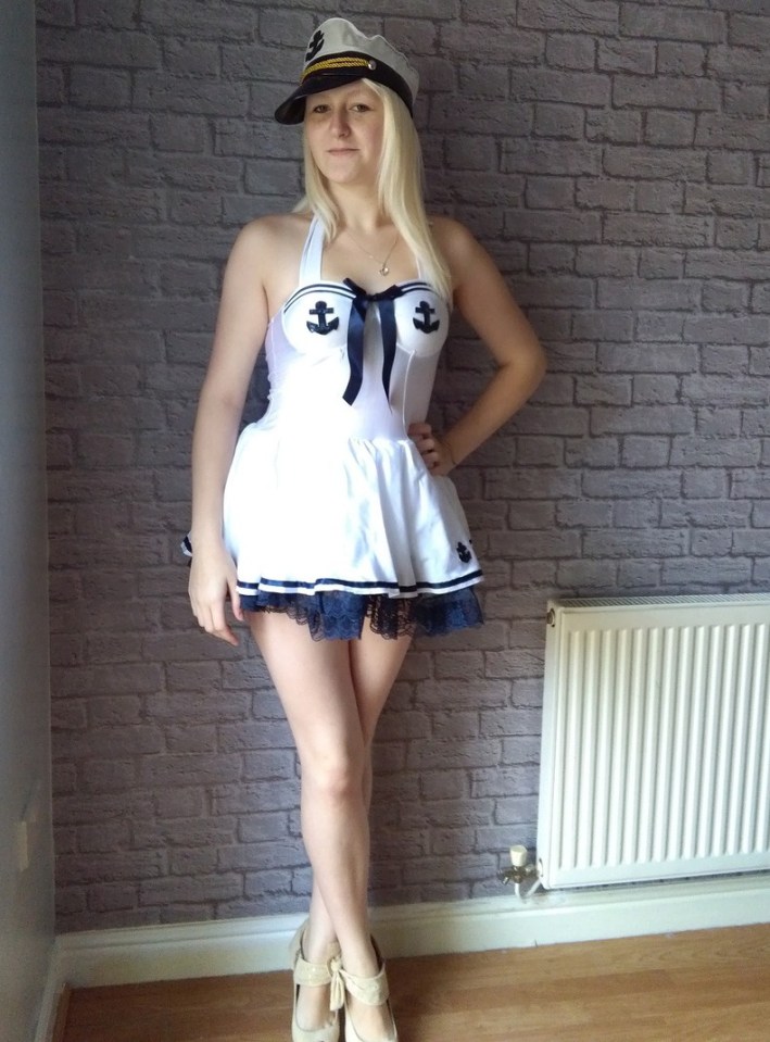 Woman in sailor costume.
